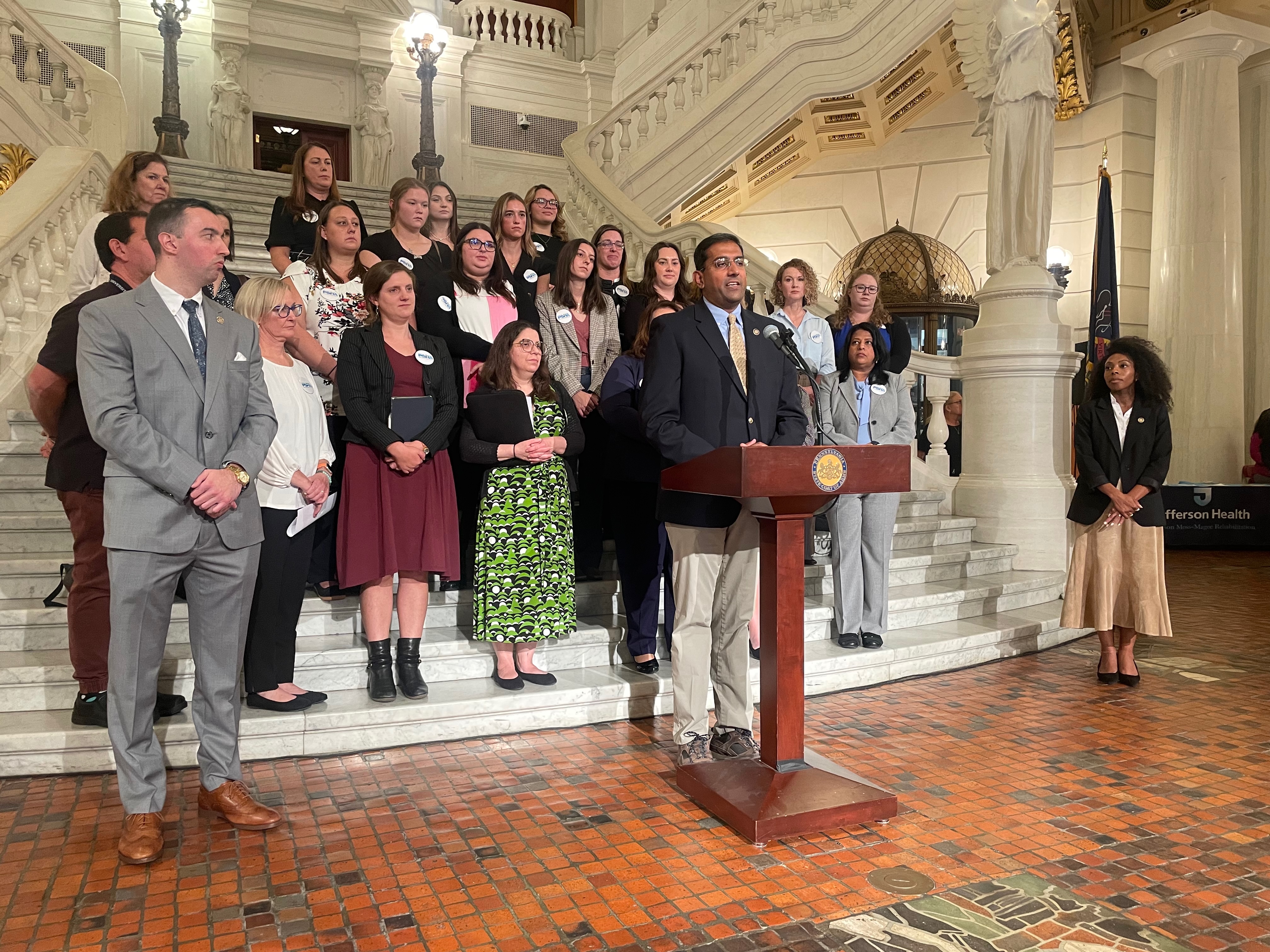 Representative Venkat announces his legislation to allow SLP's and Audiologists to join the Interstate Compact PSHA in Harrisburg